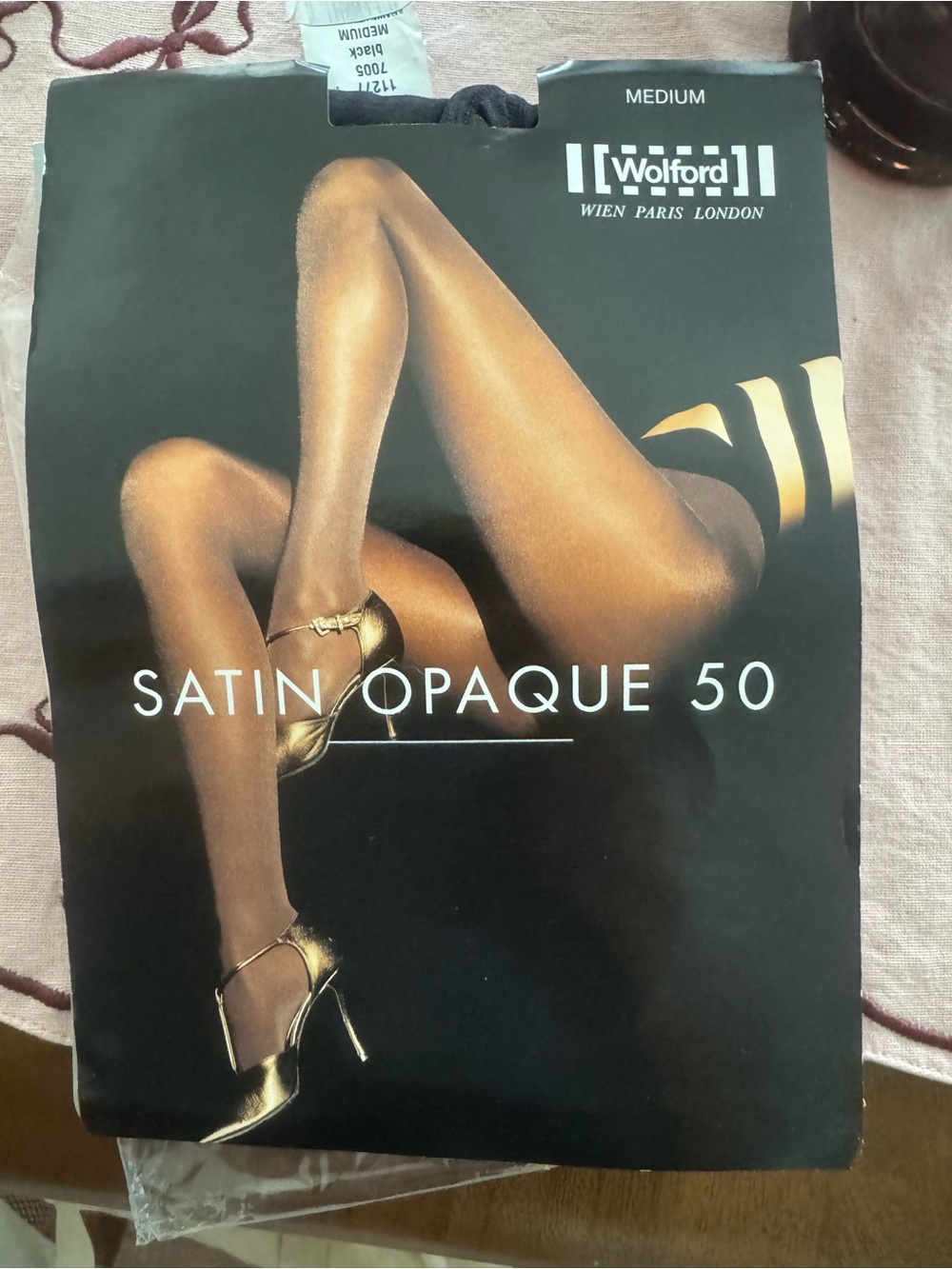 Wolford satin opaque black Tights medium set of 2